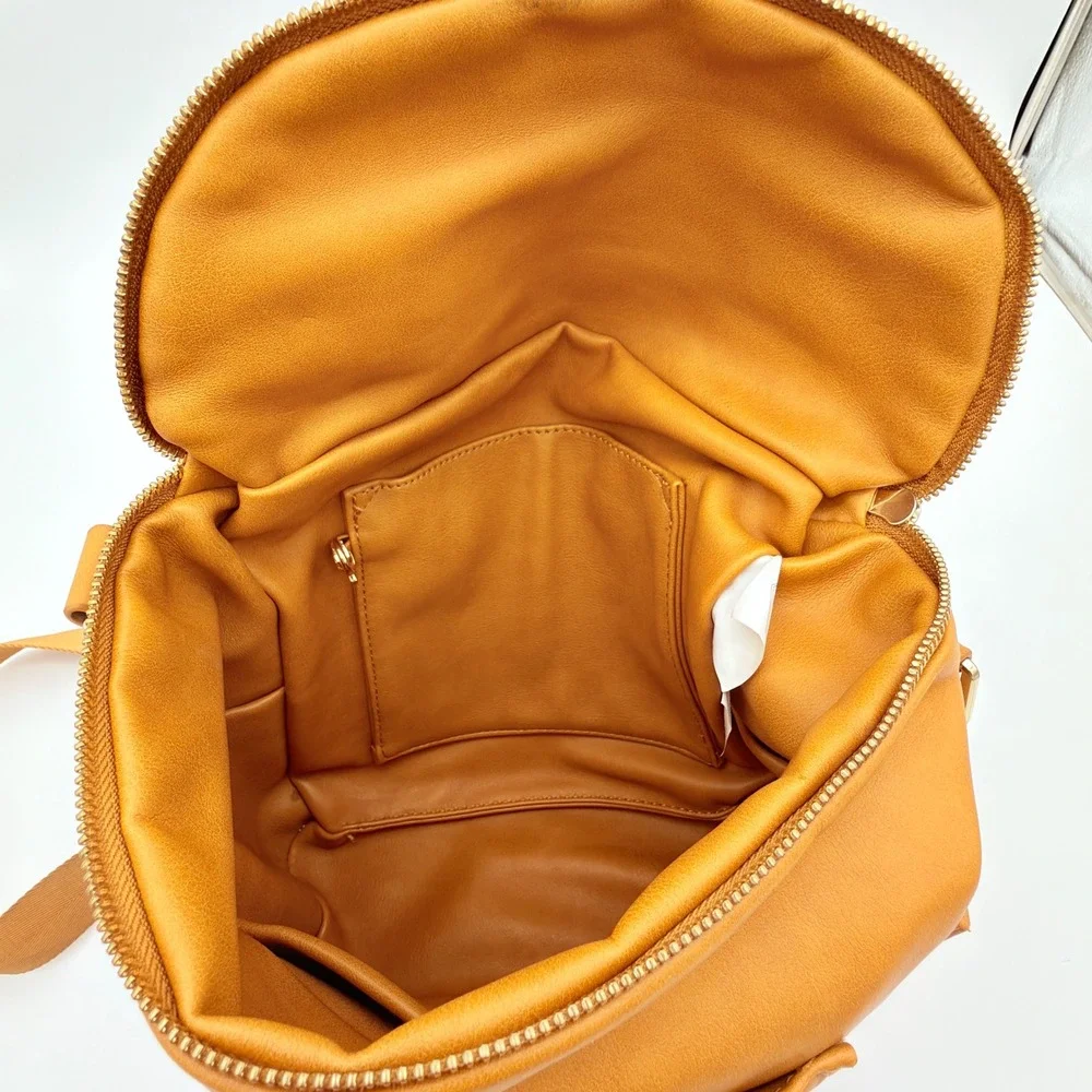 Fawn Design‎ Mini Backpack Diaper Bag Vegan Leather Tan Gold Hardware